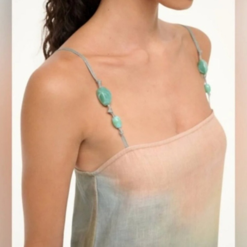 Staud Laura Linen Dress Pastel Clouds - Picture 5 of 8